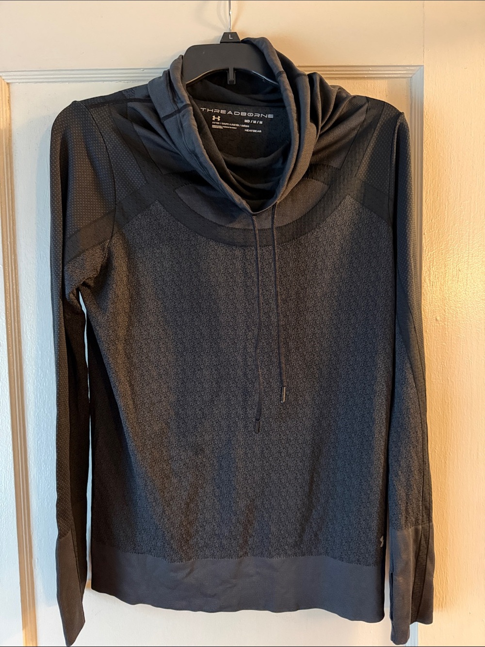 Under Armour Black Threadborne Cowl-Neck Long Sleeve